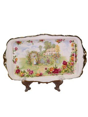 1986 Royal Albert celebration of THE OLD COUNTRY ROSES garden Tray Dish 11 5/8"